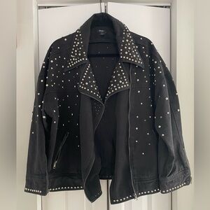 Nasty Gal Studded Black Jean Jacket